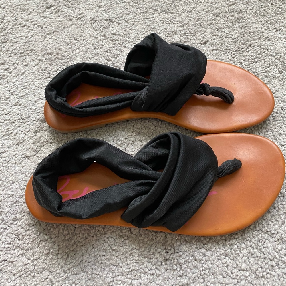 Rock & Candy Black Spandex Material Sandals 7/8